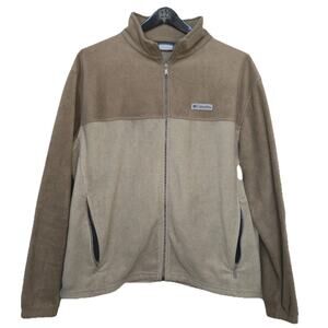 Men's Columbia Polarfleece Jacket, Full Zip, Khaki Tan Brown, Size 2XL